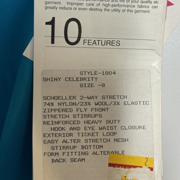 Vintage 80's Womens Snow Ski Pants stirrups Schoeller of switzerland size 8 NWT - Picture 8 of 14